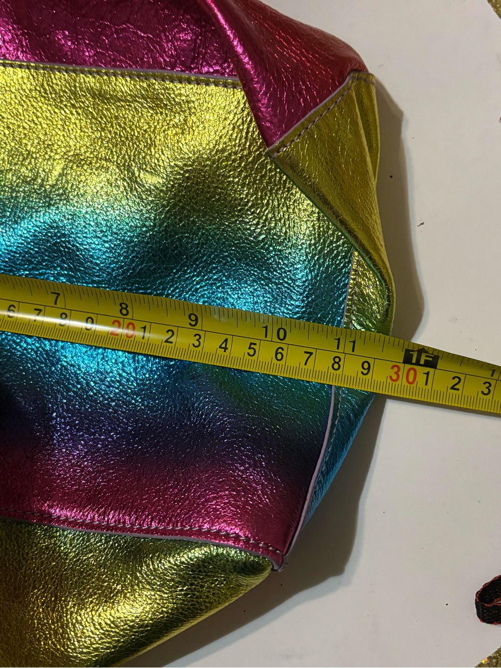 Metallic Rainbow Colorblock Tote Bag - Shiny Multicolor - Picture 7 of 9